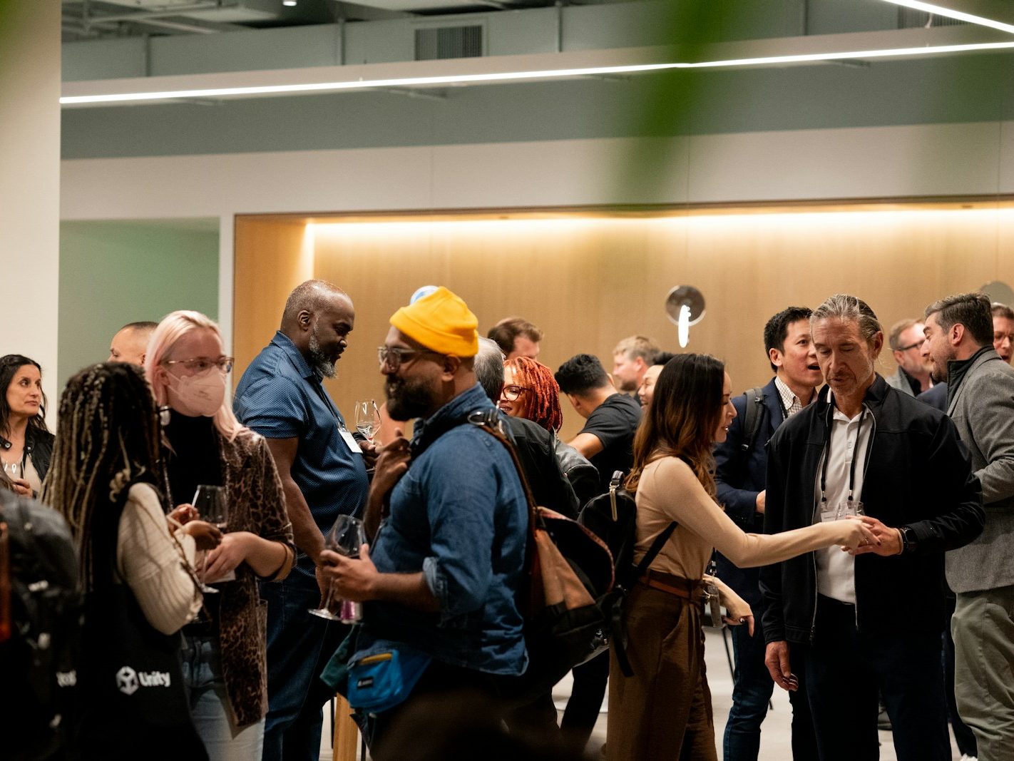 People meeting and talking at a business event